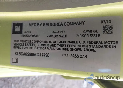 2014 Chevrolet Spark Ls Manual from USA, damaged, VIN KL8CA6S96EC417498